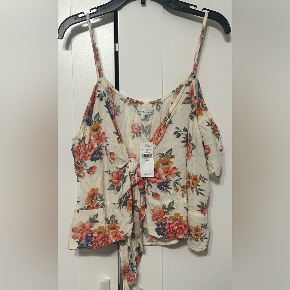 American Eagle Outfitters Cream Pink Floral Camisole
